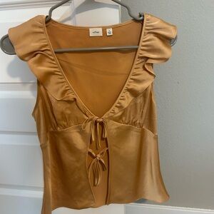 Aritzia Wilfred Satin Blouse in Gold